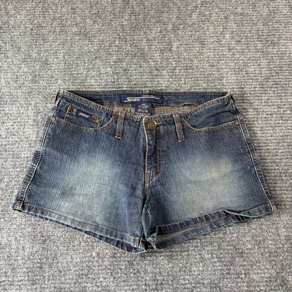 Squeeze Stephen Hardy Mens Blue Low Rise Denim Shorts Size 5/6 Medium Wash Y2K